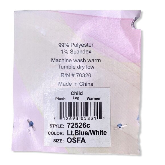 Eurotard Child's Plush Leg Warmers Blue White Check Fuzzy Gingham Slouch Socks - Picture 5 of 7